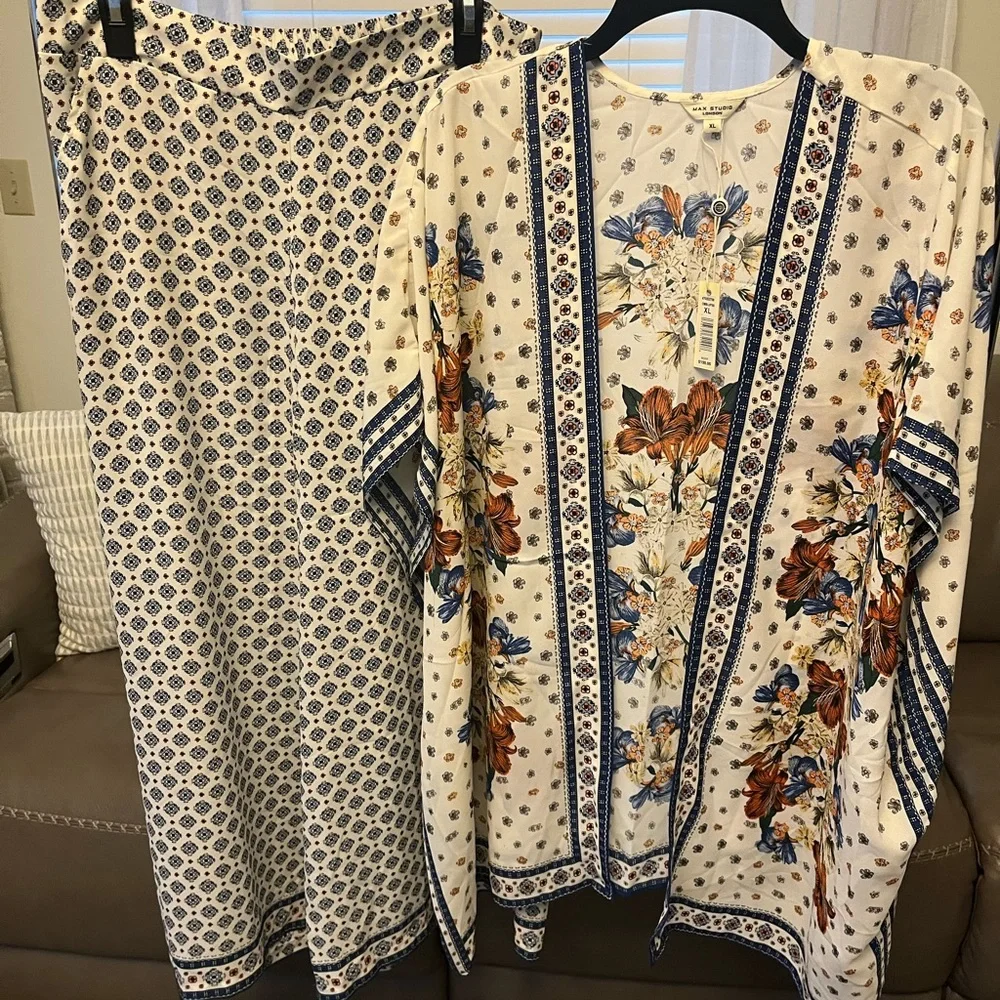 Max Studio Floral Kimono and pant Set - Picture 1 of 5